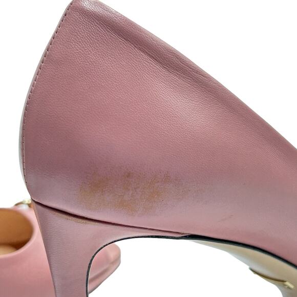 Gucci Horsebit Peep Toe Heels Pumps Size 39 Pink Mauve Stilettos - Picture 9 of 12